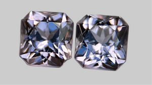 Silver grey matching pair Mogok, Myanmar origin Burmese spinel gemstones, 3.45ct total weight, perfect for bespoke earrings or fine jewellery designs.