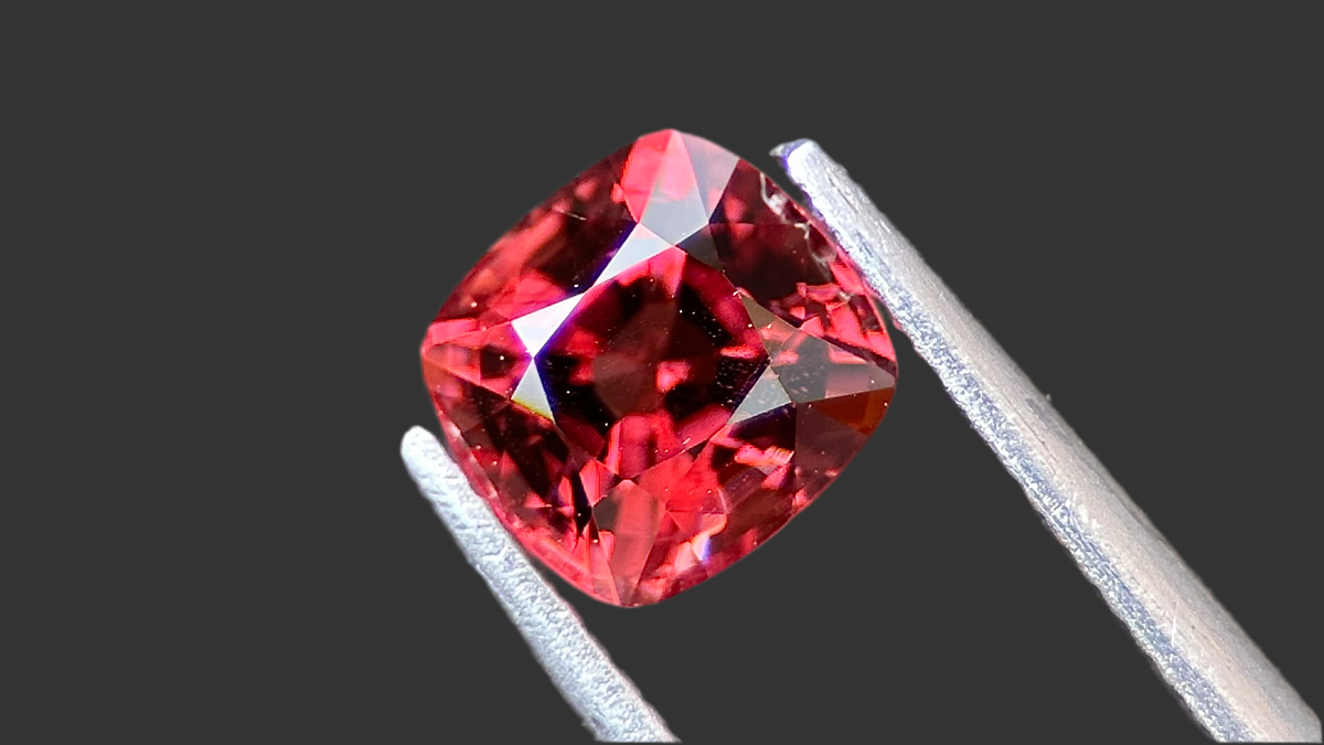 1.10ct Red Natural Spinel, Cushion Cut Gemstone, Rich Vibrant Red Hue, High Clarity.
