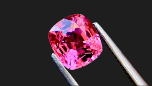 Medium intense pink cushion-cut spinel gemstone, ethically sourced from Mogok, perfect for luxury fine jewellery and durable enough for everyday wear, supplied by a UK-based direct source.