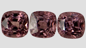 Matching set of three vivid brown Burmese natural spinels gemstone, ideal for custom earrings or rings, modern gemstones with a unique and rich natural hue.