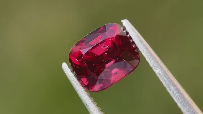 Red Burmese natural spinel gemstone, renowned for its rich colour and high quality. Sourced directly from Mogok, Myanmar, available from a trusted UK supplier.