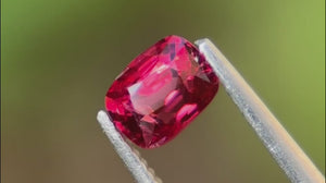 Radiant red cushion-cut Mogok spinel, showcasing rich hues and clarity, ideal for affordable and stylish gemstone jewellery.