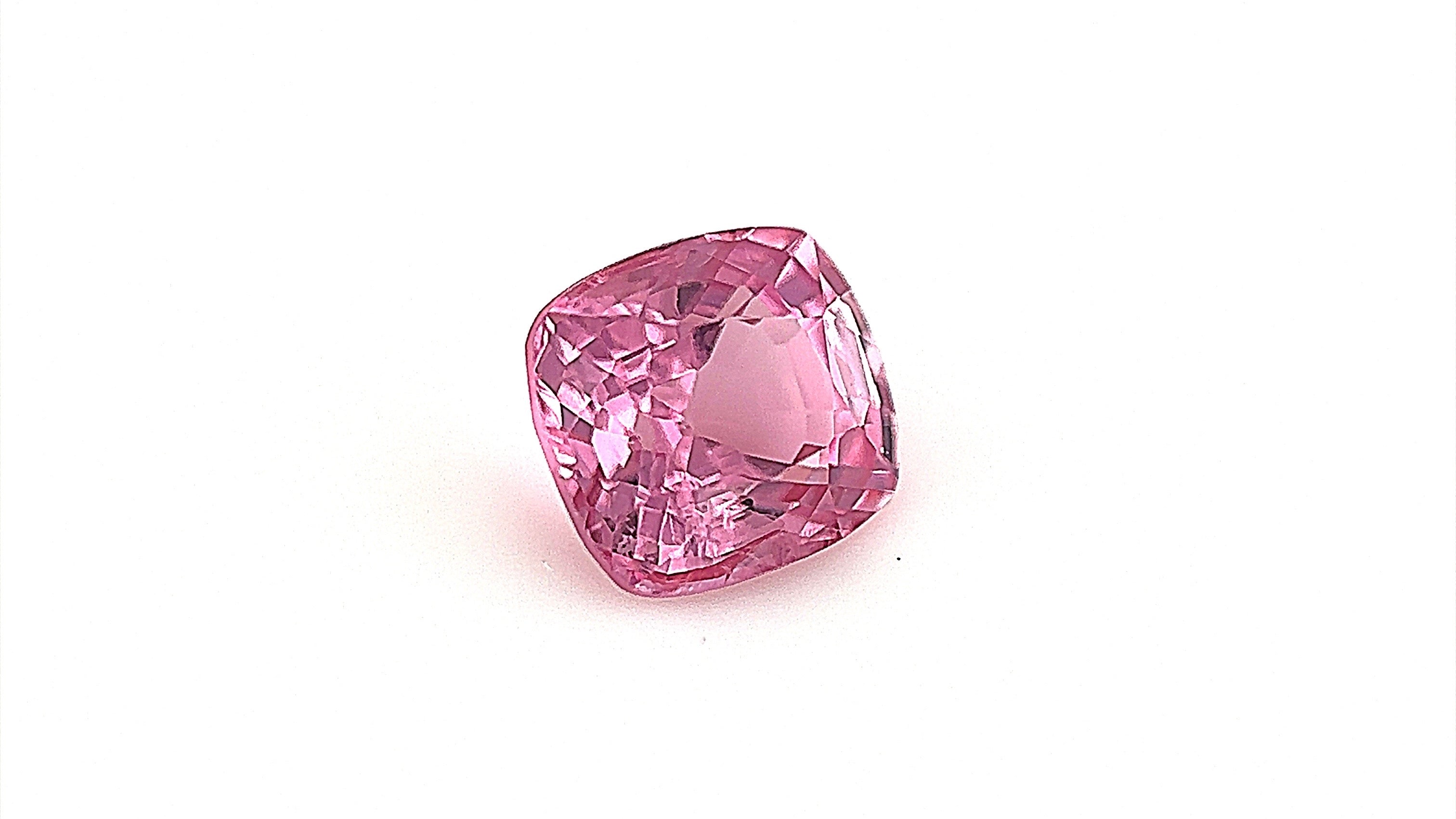 Pink natural spinel gemstone with eye-clean clarity, featuring vibrant colour and high quality. Ethically sourced from Mogok, Myanmar.